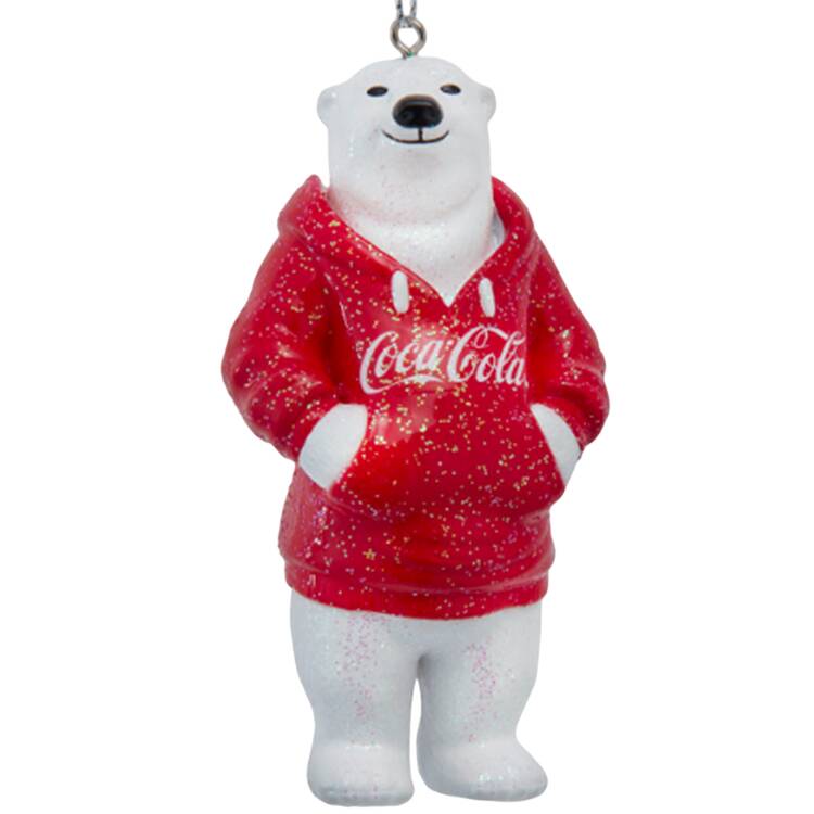 Coca Cola Bear In Red Glitter Hoodie - Boxed