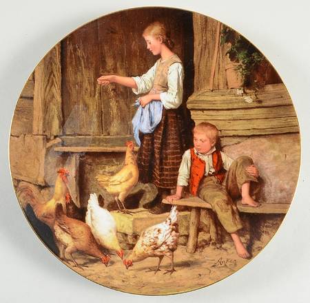 Ankers Heritage Girl Feeding Chickens - Boxed