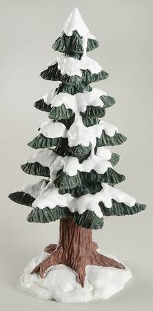 Colonial Village Tree With Snow-Large - No Box