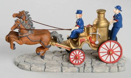 Colonial Village Fire Engine On Carriage - With Box Bx329