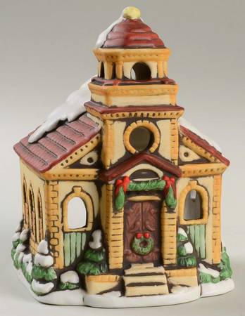 Colonial Village Church-Orange-Votive Candle Holder - Boxed