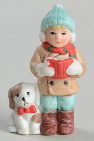 Colonial Village Cates Boy And Dog - Boxed