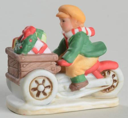 Colonial Village Boy With Gifts - Boxed