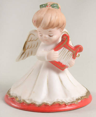 Lefton Figurines Angel With Harp - No Box
