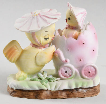 Lefton Figurines Mother Chick W/ Baby - No Box