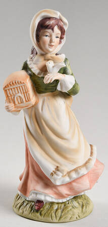 Lefton Figurines Girl With Bird And Cage - No Box