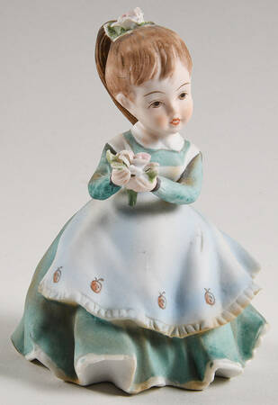 Lefton Figurines Girl Holding Flowers - No Box