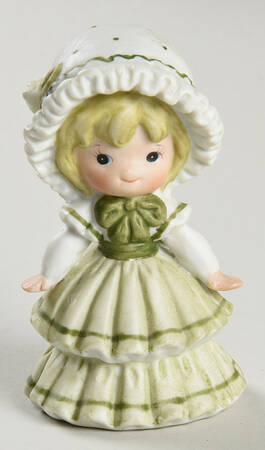Lefton Figurines Girl With Bonnet-Green - No Box