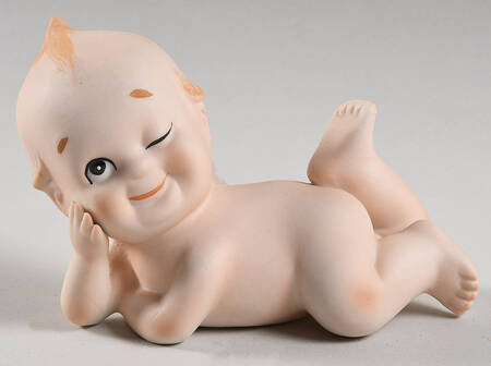 Lefton Figurines Kewpie On Belly, Winking - No Box