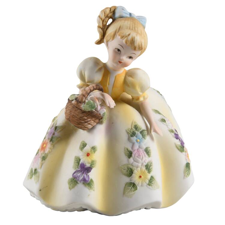 Lefton Figurines Girl W/ Flower Basket - No Box
