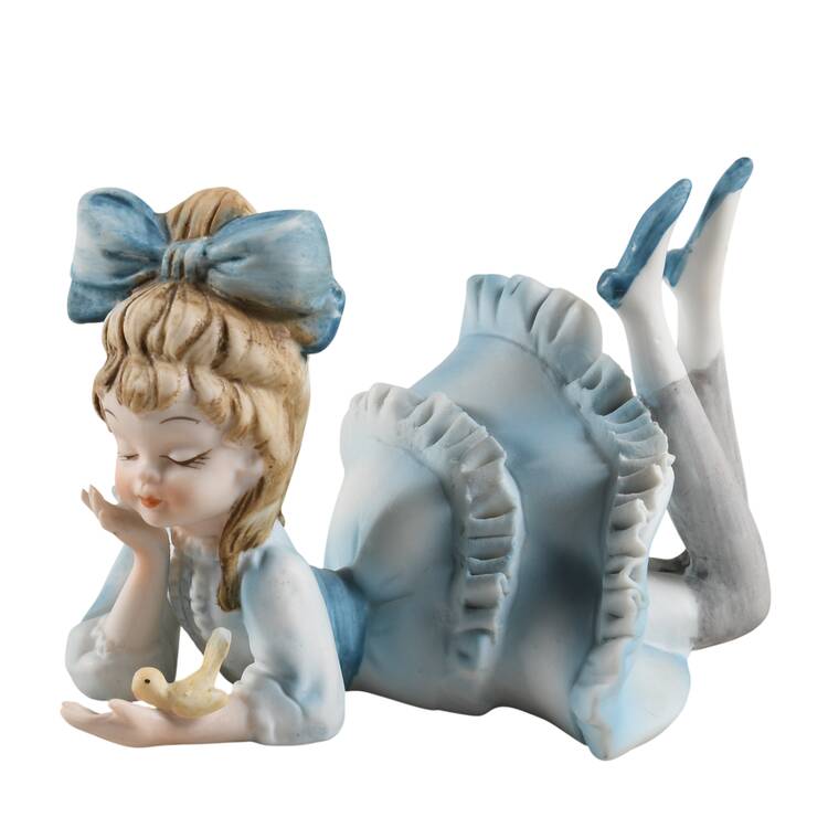 Lefton Figurines Bloomer In Blue Ruffled Dress - No Box