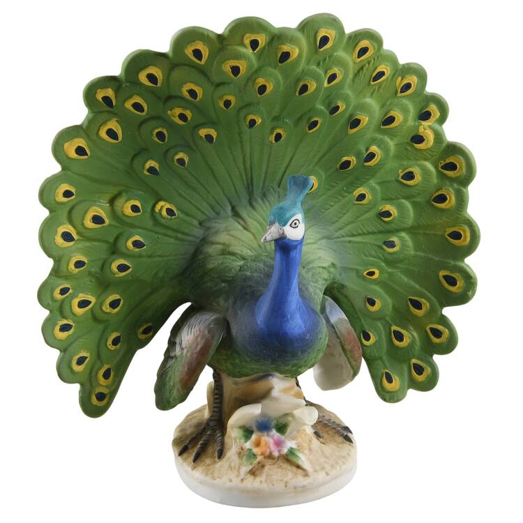 Lefton Figurines Peacock-Feathers Up - No Box