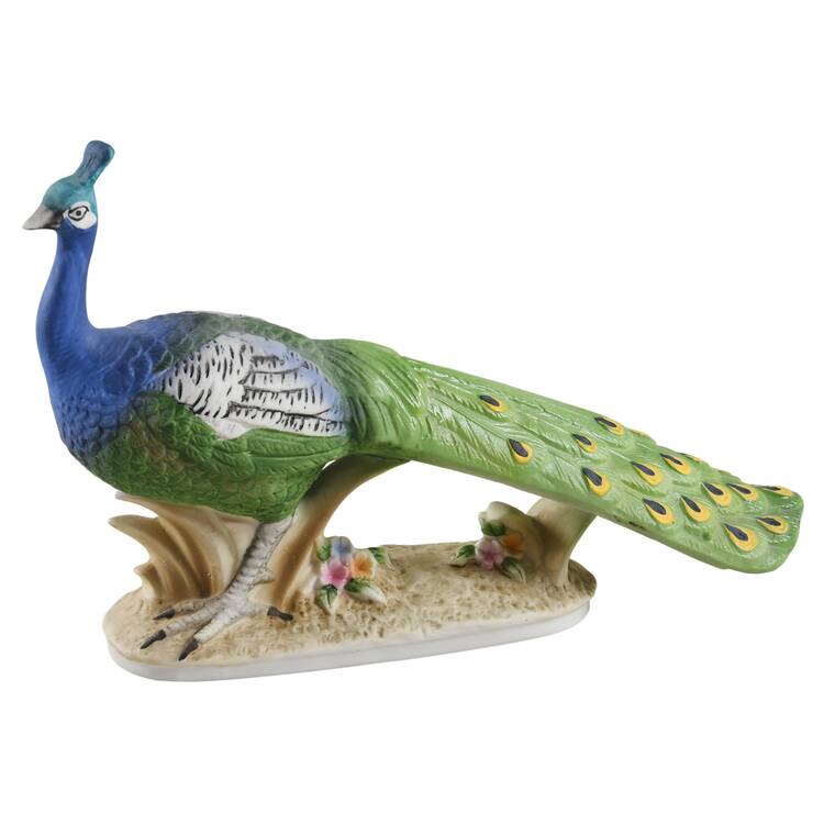 Lefton Figurines Peacock-Feathers Down - No Box