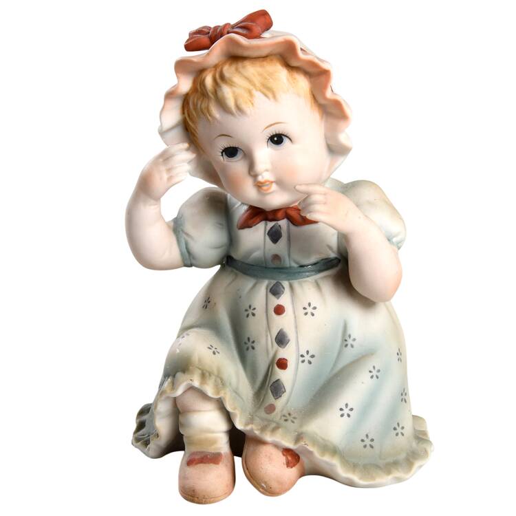 Lefton Figurines Country Farm Girl-Green Dress - No Box