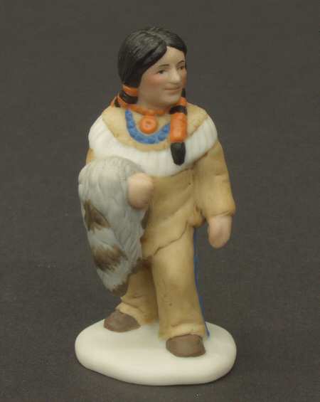 Lefton Figurines Native With Fur-Mini - Boxed