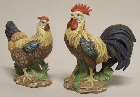 Lefton Figurines 6" Rooster & 5" Hen - No Box 60