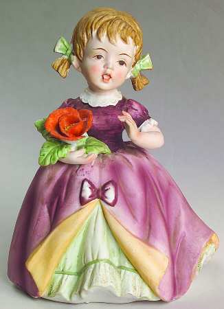 Lefton Figurines Girl With Rose - Boxed