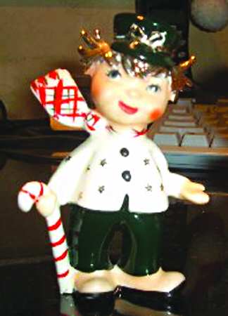 Lefton Figurines Christmas Boy W/ Candy Cane - Boxed