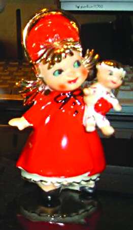 Lefton Figurines Christmas Girl W/ Doll - Boxed