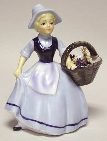Lefton Figurines Girl With Basket - No Box