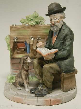 Lefton Figurines Old Man Reading - Boxed