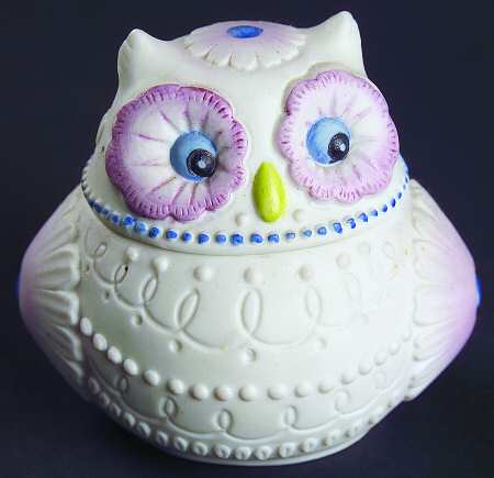 Lefton Figurines Owl-Covered Box - Boxed