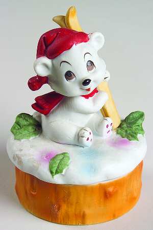Lefton Figurines Puppy W/ Ski-Covered Box - Boxed