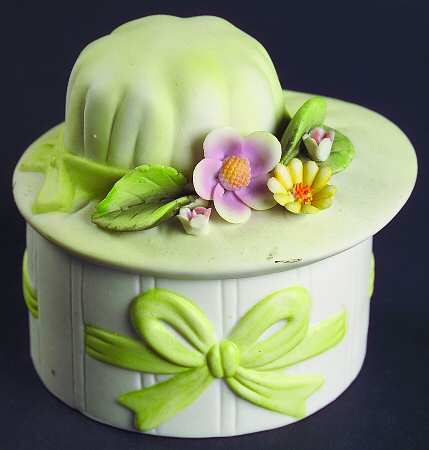 Lefton Figurines Hat-Covered Box - Boxed