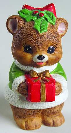 Lefton Figurines Teddy Bear W/ Gift - Boxed