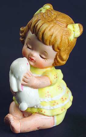 Lefton Figurines Baby Girl W/ Bunny - Boxed