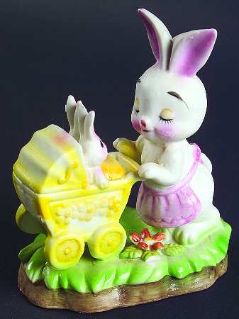 Lefton Figurines Mother Rabbit W/ Bunnies - Boxed
