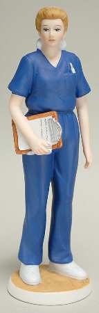 Lefton Figurines Nurse In Scrubs With Clipboard - Boxed