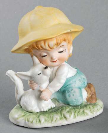 Lefton Figurines Child With Kitten - Boxed