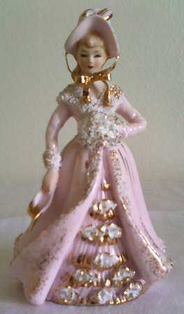 Lefton Figurines Lady In Pink Dress - No Box