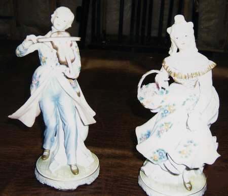 Lefton Figurines Old Masters Pair-Blue Floral - With Box Bx318