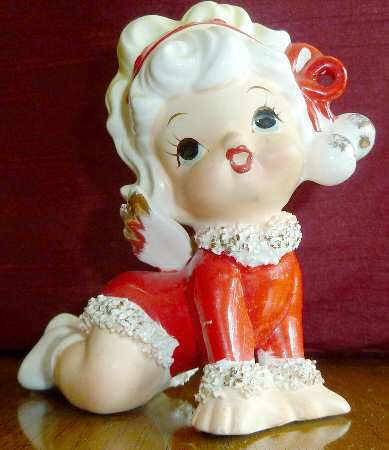 Lefton Figurines Girl With Red Ribbon - With Box Bx330