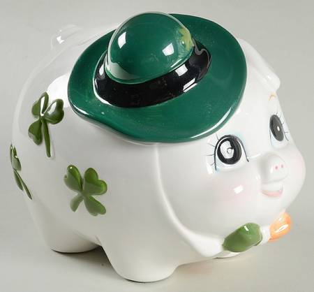 Lefton Figurines Shamrock Piggy Bank  - No Box