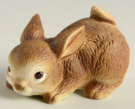 Lefton Figurines Brown Bunny Playing - No Box