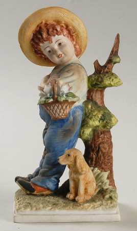 Lefton Figurines Boy Leaning On Tree - No Box