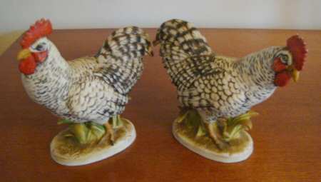 Lefton Figurines Plymouth Rock Rooster Set - With Box Bx368