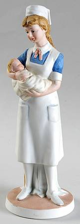 Lefton Figurines Nurse Holding Baby - Boxed