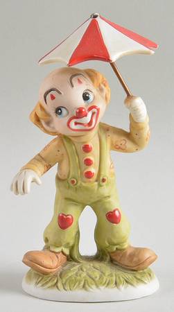 Lefton Figurines Clown With Umbrella-No Hat - No Box