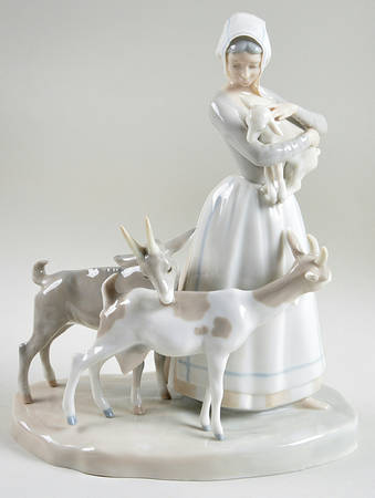 Shepherd and Shepherdess Shepherdess With Goats - Boxed