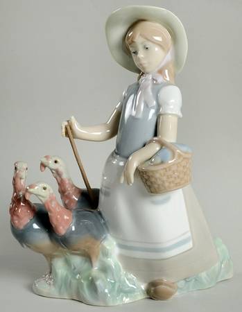 Children with Animals Girl With Turkeys - No Box