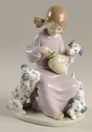 Children with Animals Honey Lickers-Girl With Dalmation Puppie - No Box