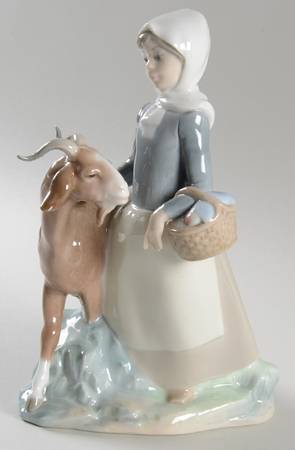Children with Animals Little Girl With Goat - No Box
