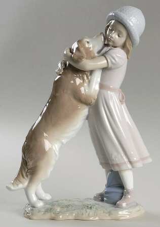 Children with Animals A Warm Welcome-Girl With Big Dog - No Box