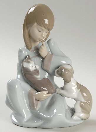 Children with Animals Cat Nap-Girl With Cat And Dog - Boxed