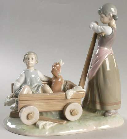 Children Playing Girl With Wheelbarrow - No Box