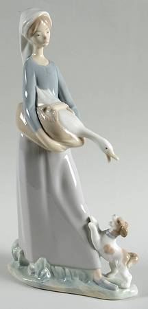Children with Animals Girl With Goose & Dog-No Design Dress - No Box